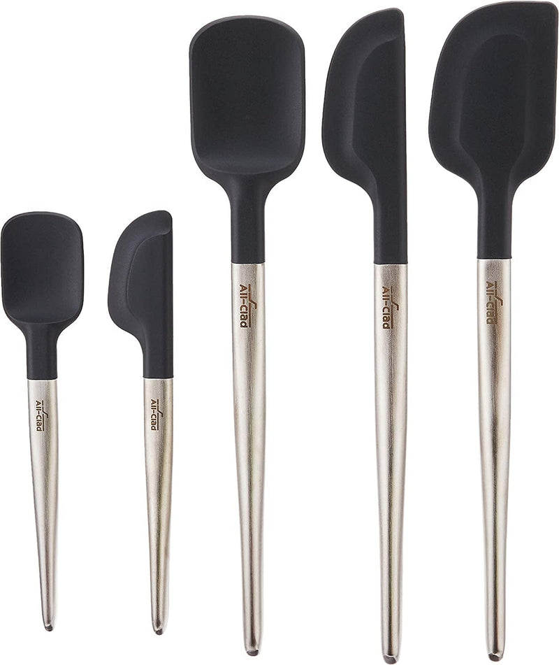 All Clad Silicone Tools 5-Piece Ultimate Set for Cooking, Baking and Serving, Stainless Steel and Black