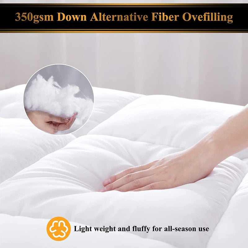 All-Season Quilted Comforter Queen Size, Light Weight Duvet Insert from 233T Peach Skin Fabric &350Gsm down Alternative Fiber , Hotel Quality & Machine Washable