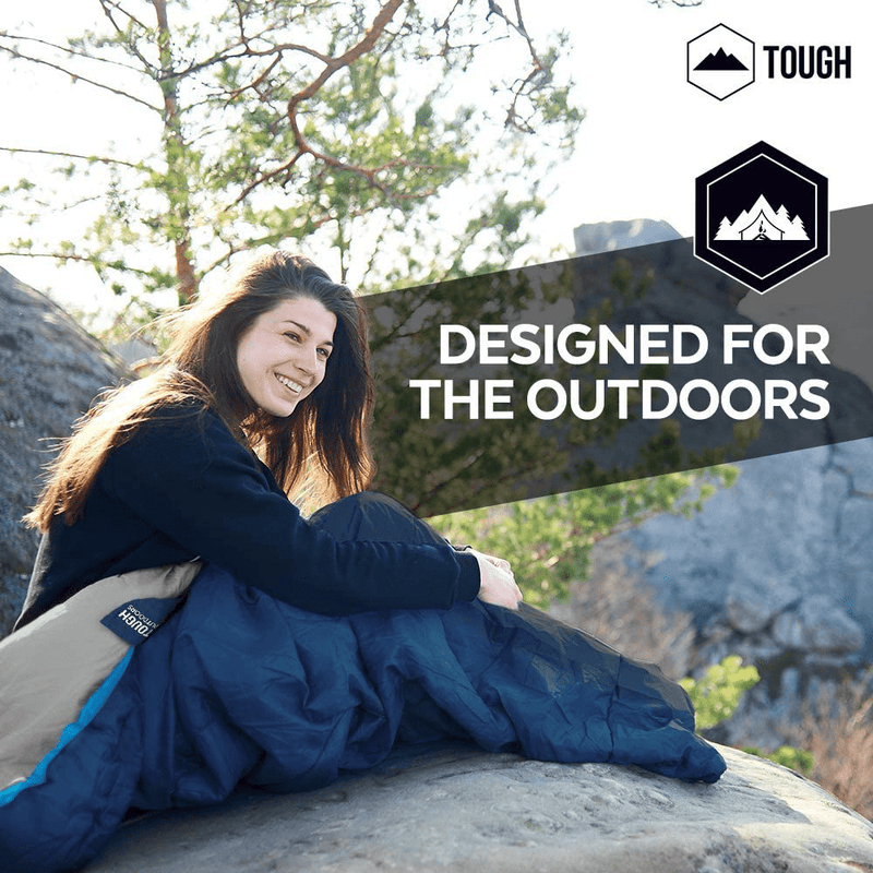 All Season XL Sleeping Bag for Big and Tall Adults - Ideal for Warm/Cold Weather Camping and Hiking - Wide, Oversized & Waterproof Hooded Sleeping Bag with Free Compression Sack Sporting Goods > Outdoor Recreation > Camping & Hiking > Sleeping Bags Tough Outdoors   