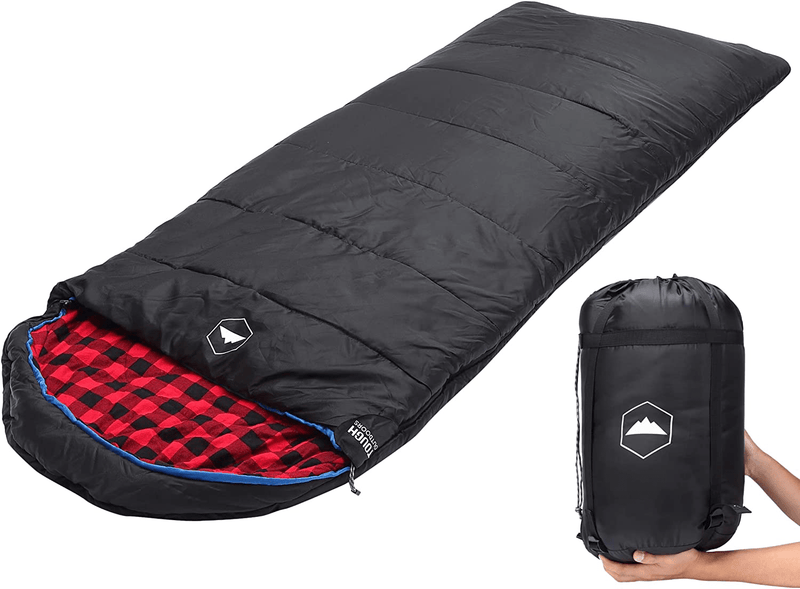 All Season XL Sleeping Bag for Big and Tall Adults - Ideal for Warm/Cold Weather Camping and Hiking - Wide, Oversized & Waterproof Hooded Sleeping Bag with Free Compression Sack Sporting Goods > Outdoor Recreation > Camping & Hiking > Sleeping Bags Tough Outdoors 15-50F Temperature Rating  