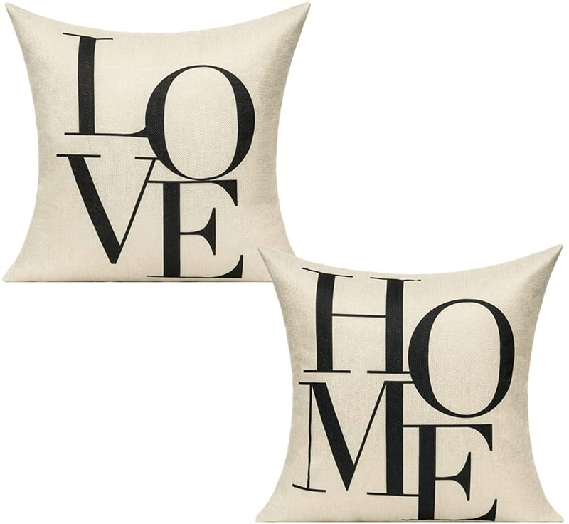 All Smiles Decor Throw Pillow Covers Family Decoration Decorative Love Home Black Room Sign 18X18 Set of 2 Cases Housewarming Gifts Porch Couch Sofa Bed Bedroom New Home & Garden > Decor > Chair & Sofa Cushions All Smiles   