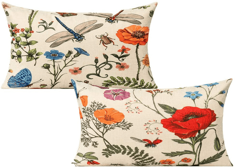 All Smiles Outdoor Patio Throw Pillow Covers 22x22 Set of 4 Summer Spring Garden Flowers Farmhouse Décor Outside Furniture Bench Chair Decorative Cushion Cases for Bed Couch Sofa Home & Garden > Decor > Chair & Sofa Cushions All Smiles Butterfly 12X20inches 