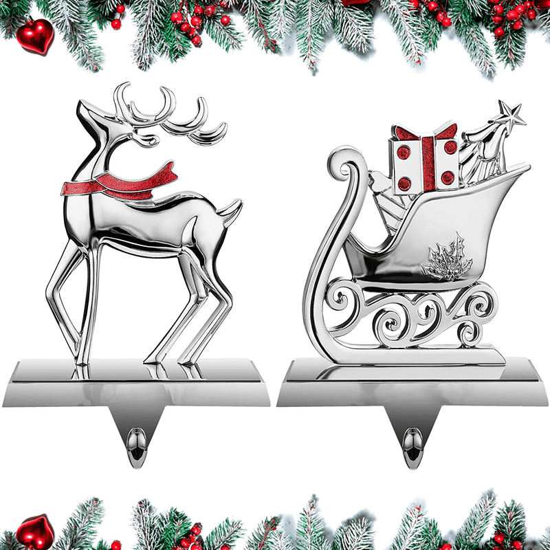 AllEASY Christmas Stocking Holder for Mantle 2 Pieces, Non-Slip Weighted Stocking Holders, Metal Stocking Hangers, Christmas Decoration Xmas Moose & Sleigh Home & Garden > Decor > Seasonal & Holiday Decorations& Garden > Decor > Seasonal & Holiday Decorations AllEASY   