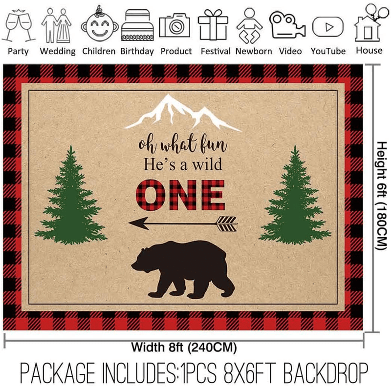 Allenjoy 8x6ft He's A Wild One Lumberjack Backdrop Rustic Party Supplies for Little Man Boys 1st First Birthday Home Gathering Events Cake Smash Favors Table Cover Decorations Photoshoot Props Home & Garden > Decor > Seasonal & Holiday Decorations& Garden > Decor > Seasonal & Holiday Decorations Allenjoy   