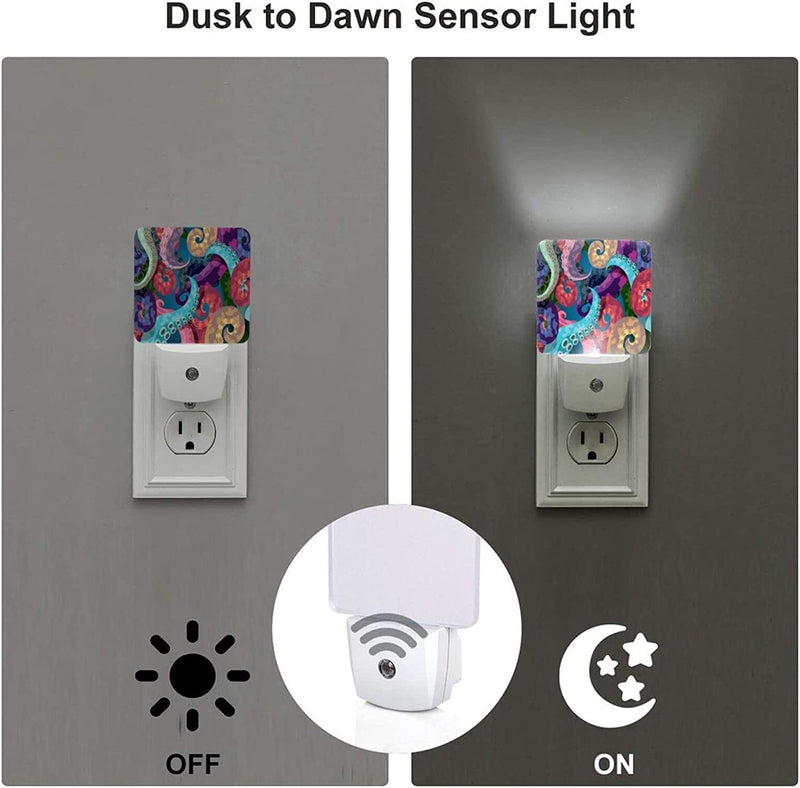 Allgobee Night Light Colorful-Rainbow-Underwater-Animal Dusk to Dawn Sensor,Automated on Off,Home Decor for Kitchen,Bathroom,Bedroom