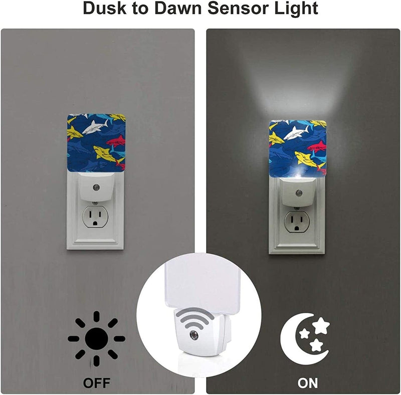 Allgobee Night Light Colorful-Shark-Underwater Dusk to Dawn Sensor,Automated on Off,Home Decor for Kitchen,Bathroom,Bedroom