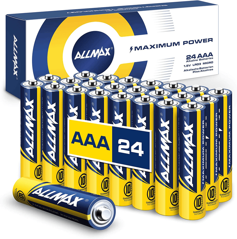 Allmax AAA Maximum Power Alkaline Batteries (100 Count Bulk Pack) – Ultra Long-Lasting Triple A Battery, 10-Year Shelf Life, Leak-Proof, Device Compatible – Powered by EnergyCircle Technology(1.5V) Electronics > Electronics Accessories > Power > Batteries Allmax Battery, USA 24 Count (Pack of 1)  