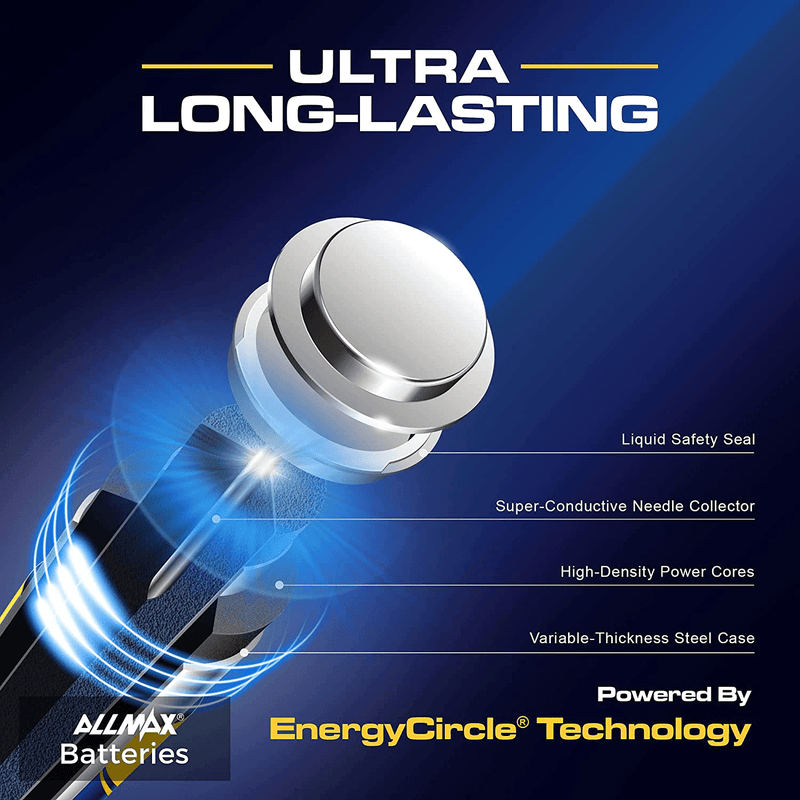 Allmax AAA Maximum Power Alkaline Batteries (100 Count Bulk Pack) – Ultra Long-Lasting Triple A Battery, 10-Year Shelf Life, Leak-Proof, Device Compatible – Powered by EnergyCircle Technology(1.5V) Electronics > Electronics Accessories > Power > Batteries Allmax Battery, USA   