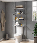 ALLZONE Bathroom Organizer, over the Toilet Storage, 4-Tier Adjustable Shelves for Small Room, Saver Space, 92 to 116 Inch Tall, Black Home & Garden > Household Supplies > Storage & Organization ALLZONE White/Gray Pipe Shelf 