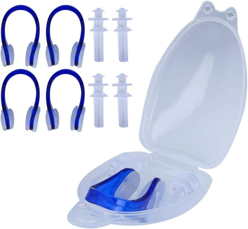 Alomejor 4 Sets Swimming Nose Clips Ear Plugs Set Waterproof Noise Cancelling Swim Dive Supplies for Swimming Showering Bathing Surfing Snorkeling and Other Water Sports Sporting Goods > Outdoor Recreation > Boating & Water Sports > Swimming Alomejor Blue  