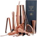 Aloono 11-piece Cocktail Shaker Bar Set: 2 Weighted Boston Shakers, Cocktail Strainer Set, Double Jigger, Cocktail Muddler and Spoon, Ice Tong and 2 Liquor Pourers - Essential Mixology Bartender Kit Home & Garden > Kitchen & Dining > Barware ALOONO Copper-11 piece  