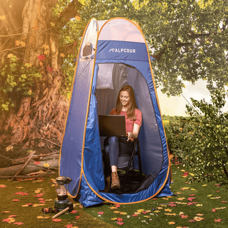 Alpcour Portable Pop up Tent – Privacy Tent for Portable Toilet, Shower and Changing Room for Camping and Outdoors – Spacious, Extra Tall and Waterproof with Utility Accessories - Sturdy and Easy Fold Sporting Goods > Outdoor Recreation > Camping & Hiking > Portable Toilets & Showers Alpcour   