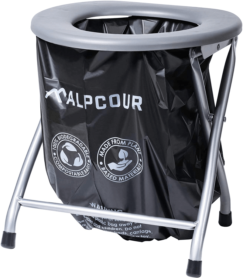 Alpcour Portable Toilet Seat – Compact Lightweight Indoor & Outdoor Commode W/Built-In Bag Hooks & Travel Bag – Heavy-Duty Stainless-Steel Chair Is Durable & Convenient for Camping, Travel & Emergency Sporting Goods > Outdoor Recreation > Camping & Hiking > Portable Toilets & Showers Alpcour   