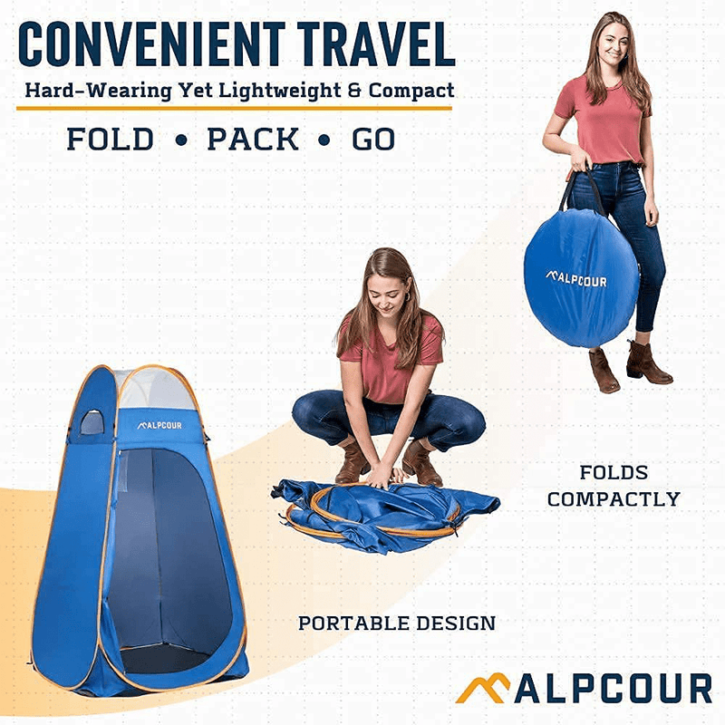 Alpcour Portable Toilet W/Portable Pop up Tent – Compact Indoor & Outdoor Commode W/Travel Bag for Camping, RV, Boat & More – Privacy Tent for Portable Toilet, Shower and Changing Room Sporting Goods > Outdoor Recreation > Camping & Hiking > Portable Toilets & Showers Alpcour   