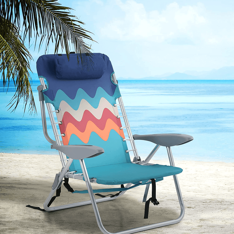 ALPHA CAMP Backpack Beach Chairs Lightweight Folding 4 Position Layflat Camping Chairs Portable Camping Chairs with Towel Bar, Set of 2 Sporting Goods > Outdoor Recreation > Camping & Hiking > Camp Furniture ALPHA CAMP   
