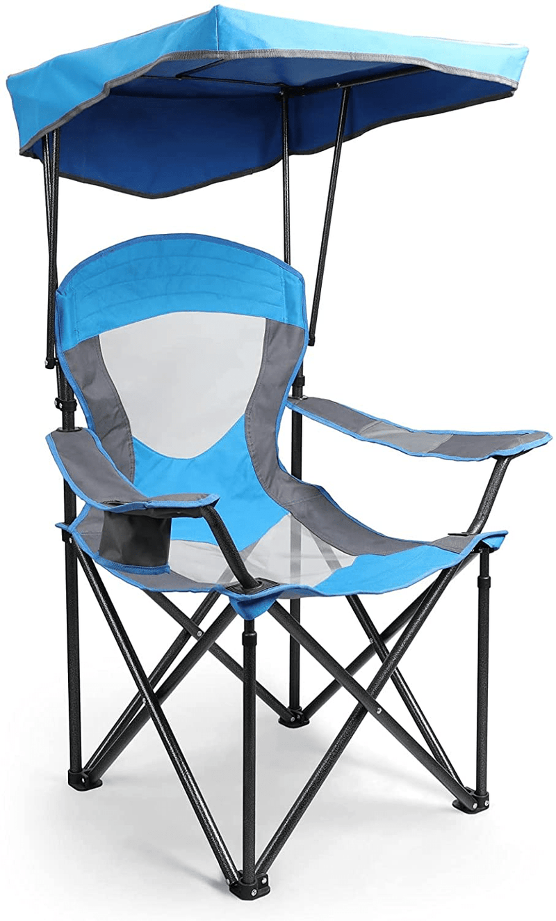 ALPHA CAMP Camp Chair with Shade Canopy Folding Camping Chair with Cup Holder and Carry Bag for Outdoor Camping Hiking Beach, Heavy Duty 300 LBS Sporting Goods > Outdoor Recreation > Camping & Hiking > Camp Furniture ALPHA CAMP Royal Blue  