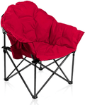 ALPHA CAMP Oversized Camping Chairs Padded Moon round Chair Saucer Recliner with Folding Cup Holder and Carry Bag Sporting Goods > Outdoor Recreation > Camping & Hiking > Camp Furniture ALPHA CAMP Red  