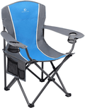 ALPHA CAMP Oversized Camping Folding Chair Heavy Duty Steel Frame Support 350 LBS Collapsible Padded Arm Chair with Cup Holder Quad Lumbar Back Chair Portable for Outdoor/Indoor Sporting Goods > Outdoor Recreation > Camping & Hiking > Camp Furniture ALPHA CAMP Blue Gray  
