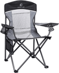 ALPHA CAMP Oversized Mesh Back Camping Folding Chair Heavy Duty Support 350 LBS Collapsible Steel Frame Quad Chair Padded Arm Chair with Cup Holder Portable for Outdoor Sporting Goods > Outdoor Recreation > Camping & Hiking > Camp Furniture ALPHA CAMP Black  