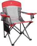 ALPHA CAMP Oversized Mesh Back Camping Folding Chair Heavy Duty Support 350 LBS Collapsible Steel Frame Quad Chair Padded Arm Chair with Cup Holder Portable for Outdoor Sporting Goods > Outdoor Recreation > Camping & Hiking > Camp Furniture ALPHA CAMP Red  