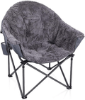 ALPHA CAMP Plush Moon Saucer Chair with Carry Bag - Supports 350 LBS, Black