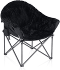 ALPHA CAMP Plush Moon Saucer Chair with Carry Bag - Supports 350 LBS, Gray