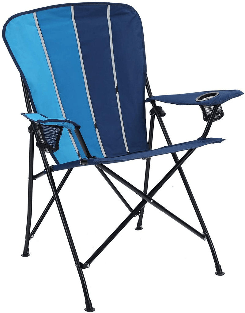 ALPHA CAMP Portable Camping Chair Quad Folding Chair Support 300 LBS Steel Frame Collapsible Chair with Cup Holder for Outdoor Sporting Goods > Outdoor Recreation > Camping & Hiking > Camp Furniture ALPHA CAMP high  