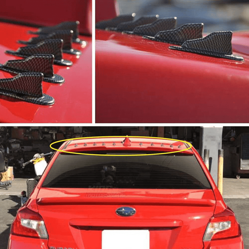 Alpha Racing 10pcs/Set Diffuser Shark Fin Kit Compatible with Spoiler Roof Wing Air Vortex Generator Carbon Fiber Pattern