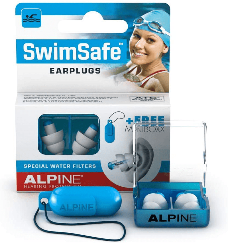 Alpine SwimSafe Reusable Swimming Ear Plugs – Comfortable Waterproof Filter Earplugs for Adults - Block Water and Prevents Swimmer’s Ear - Hypoallergenic Hearing Protection for Surfing and Showering