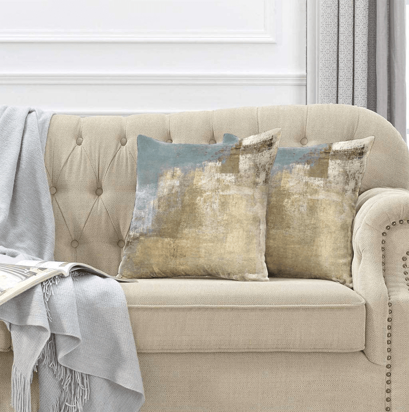 Alricc Grey and Beige Abstract Art Contemporary Pillow Cover, Modern Neutral Decorative Throw Pillows Cushion Cover for Bedroom Sofa Living Room 18 X 18 Inch Set of 2 Home & Garden > Decor > Chair & Sofa Cushions Alricc   