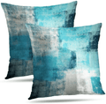Alricc Set of 2 Turquoise and Grey Art Artwork Contemporary Decorative Gray Home Decorative Throw Pillows Covers Cushion Cover for Bedroom Sofa Living Room 18X18 Inches Home & Garden > Decor > Chair & Sofa Cushions Alricc Turquoise 16" x 16" 