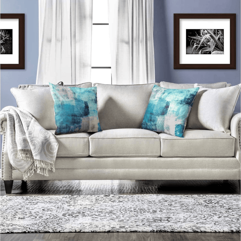 Alricc Set of 2 Turquoise and Grey Art Artwork Contemporary Decorative Gray Home Decorative Throw Pillows Covers Cushion Cover for Bedroom Sofa Living Room 18X18 Inches Home & Garden > Decor > Chair & Sofa Cushions Alricc   