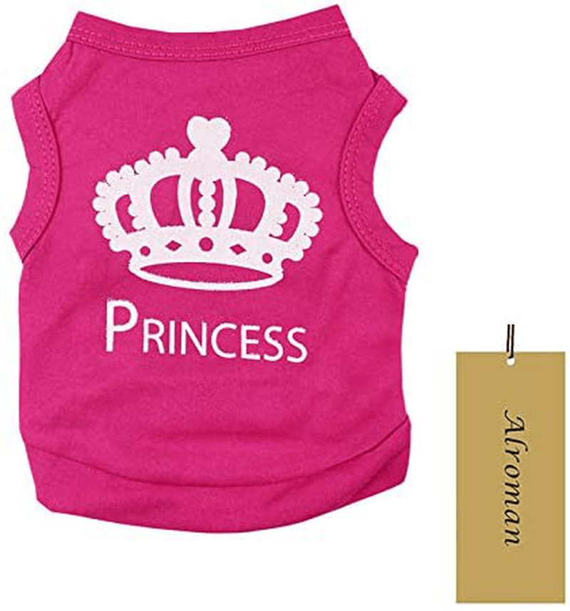 Alroman Dog Fuchsia Shirts Puppy Magenta Vest with Crown Pattern Princess Clothing for Pet Dogs Cats Tee XS Puppy Summer T-Shirt Female Girl Doggie Small Clothes Kitten Tank Top Apparel Animals & Pet Supplies > Pet Supplies > Cat Supplies > Cat Apparel Alroman   