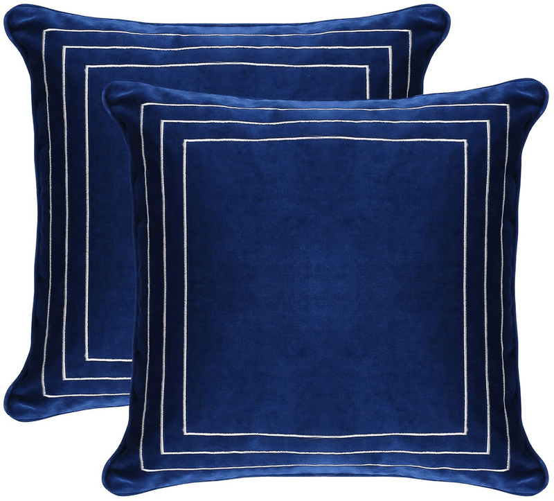 ALSCUEE Pack of 2 Decorative Velvet Throw Pillow Covers,20X20 Inch Square Soft Cushion Covers Luxury Pillow Case for Sofa Couch Bedroom Car,Royal Blue Home & Garden > Decor > Chair & Sofa Cushions ALSCUEE Royal Blue 20" x 20" 
