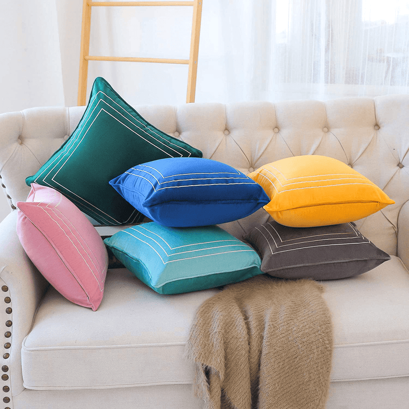 ALSCUEE Pack of 2 Decorative Velvet Throw Pillow Covers,20X20 Inch Square Soft Cushion Covers Luxury Pillow Case for Sofa Couch Bedroom Car,Royal Blue Home & Garden > Decor > Chair & Sofa Cushions ALSCUEE   