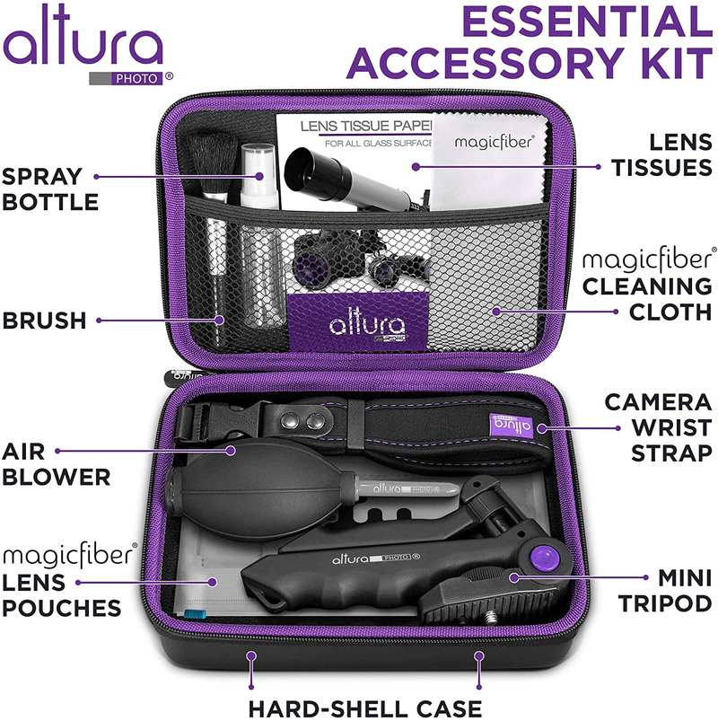 Altura Photo Camera Accessories Bundle - Photography Accessories Kit for Canon Nikon Sony DSLR & Mirrorless Cameras, Includes Small Tripod for Camera, Lens Cleaning Kit & Camera Cleaning Kit Cameras & Optics > Camera & Optic Accessories > Camera Parts & Accessories Altura Photo   