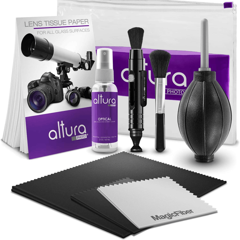 Altura Photo Professional Camera Cleaning Kit for DSLR & Mirrorless Cameras and Sensitive Electronics Bundle - Camera Accessories Kit with Altura Photo 2oz All Natural Cleaning Solution Cameras & Optics > Camera & Optic Accessories > Camera Parts & Accessories Altura Photo w/ 2 oz. Altura Photo Cleaning Solution  