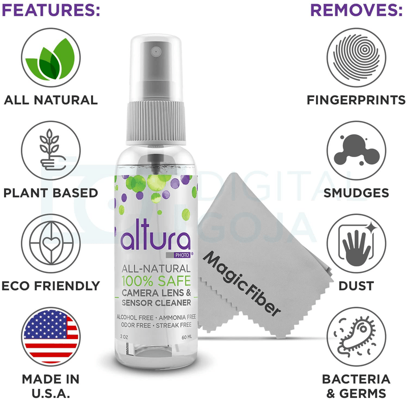 Altura Photo Professional Camera Cleaning Kit for DSLR & Mirrorless Cameras and Sensitive Electronics Bundle - Camera Accessories Kit with Altura Photo 2oz All Natural Cleaning Solution Cameras & Optics > Camera & Optic Accessories > Camera Parts & Accessories Altura Photo   