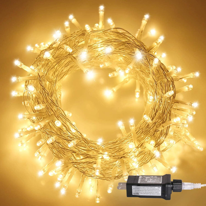 Aluan Christmas Lights Extendable Fairy String Lights 100 LED 33Ft+10Ft 8 Modes Waterproof Plug in Icicle Lights for Party Wedding Christmas Tree, Window Curtain Patio Decoration Home & Garden > Lighting > Light Ropes & Strings Aluan Warm White 100 led 