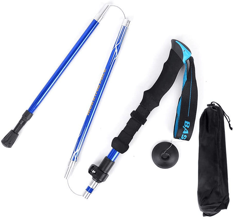 Aluminum Adjustable Collapsible Folding Ultralight Travel Trekking Hiking Pole for Men and Women Sporting Goods > Outdoor Recreation > Camping & Hiking > Hiking Poles SHANA Blue135CM  