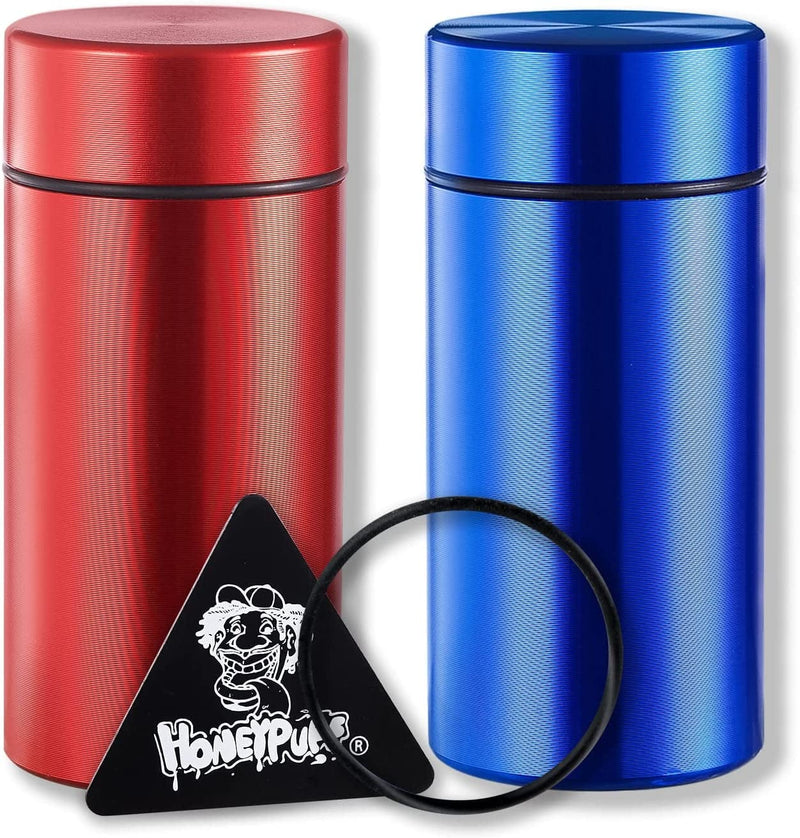 Aluminum Stash Jar, Smell Proof Containers with O Rubber Ring, Multipurpose Airtight Storage Container Bottle for Pepper, Spices & Herb Home & Garden > Decor > Decorative Jars Honeypuff 42ml-Blue-Red  