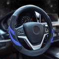 Alusbell Microfiber Leather Steering Wheel Cover Breathable Auto Car Steering Wheel Cover for Men Universal 15 Inches Black Vehicles & Parts > Vehicle Parts & Accessories > Vehicle Maintenance, Care & Decor > Vehicle Decor > Vehicle Steering Wheel Covers Alusbell Blue Large Size(15.5"-16") 