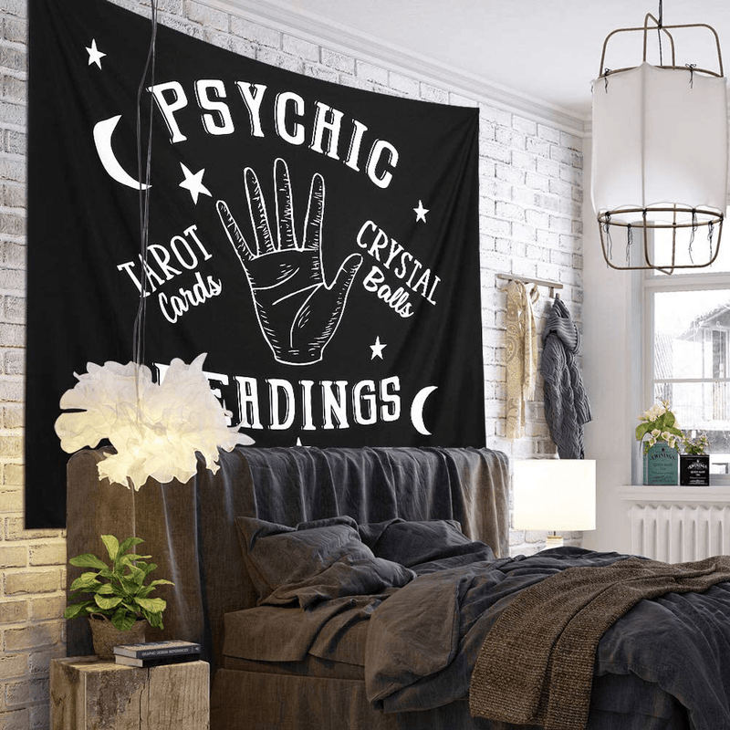 Alynsehom Tapestry Moon and Star Psychic Readings Black Mandala Wall Hanging Hand Bohemian Wall Blanket Bedroom Living Room Home Decors (58"x79", Psychic Reading) Home & Garden > Decor > Seasonal & Holiday Decorations Alynsehom   