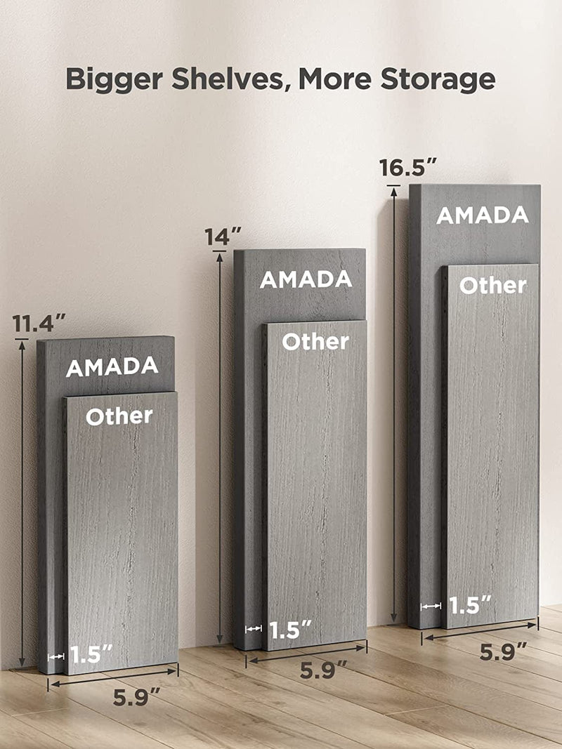 AMADA HOMEFURNISHING Floating Shelves Wall Mounted Set of 3, Rustic Wood Wall Shelves for Bedroom, Bathroom, Living Room, Kitchen, Laundry Room Storage & Decoration, Gray Furniture > Shelving > Wall Shelves & Ledges AMADA HOMEFURNISHING   