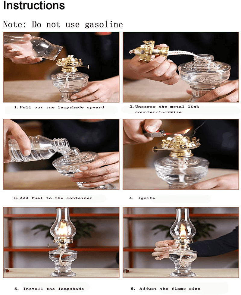 amanigo Oil Lamp Glass Kerosene Lantern - Classic Oil Lamp for Indoor Use (13 in)