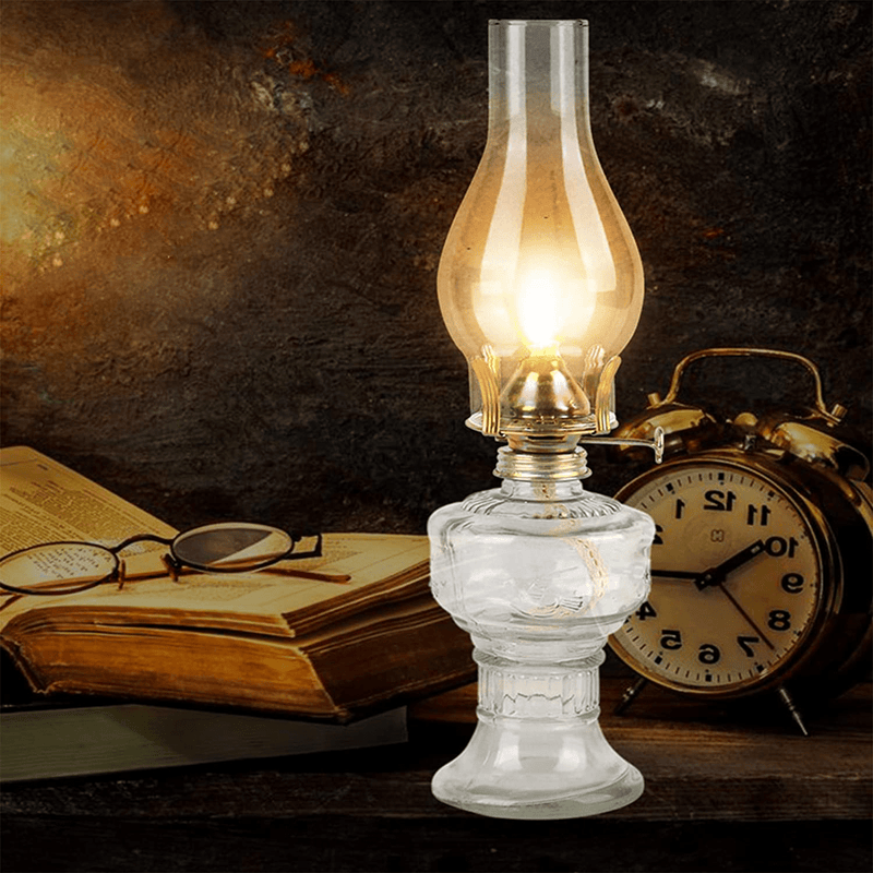 amanigo Oil Lamp Glass Kerosene Lantern - Classic Oil Lamp for Indoor Use (13 in)