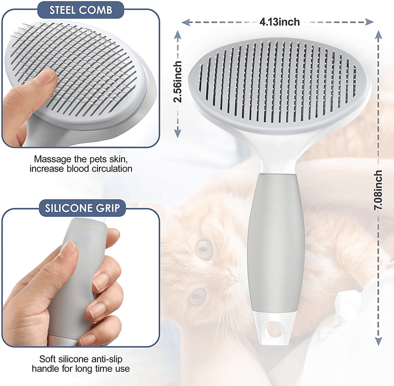 Amareisbe Self Cleaning Slicker Brush, Dog & Cat Brush with Massage Particles, Grooming Shedding Tool for Short and Long Hair - Gently Removes Loose Undercoat, Mats and Tangled Hair Animals & Pet Supplies > Pet Supplies > Cat Supplies Amareisbe   