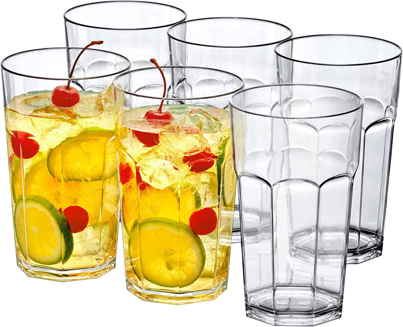 Amazing Abby - Affinity - 20-Ounce Plastic Tumblers (Set of 6), Plastic Drinking Glasses, All-Clear High-Balls, Reusable Plastic Cups, Stackable, Bpa-Free, Shatter-Proof, Dishwasher-Safe Home & Garden > Kitchen & Dining > Tableware > Drinkware Amazing Abby   