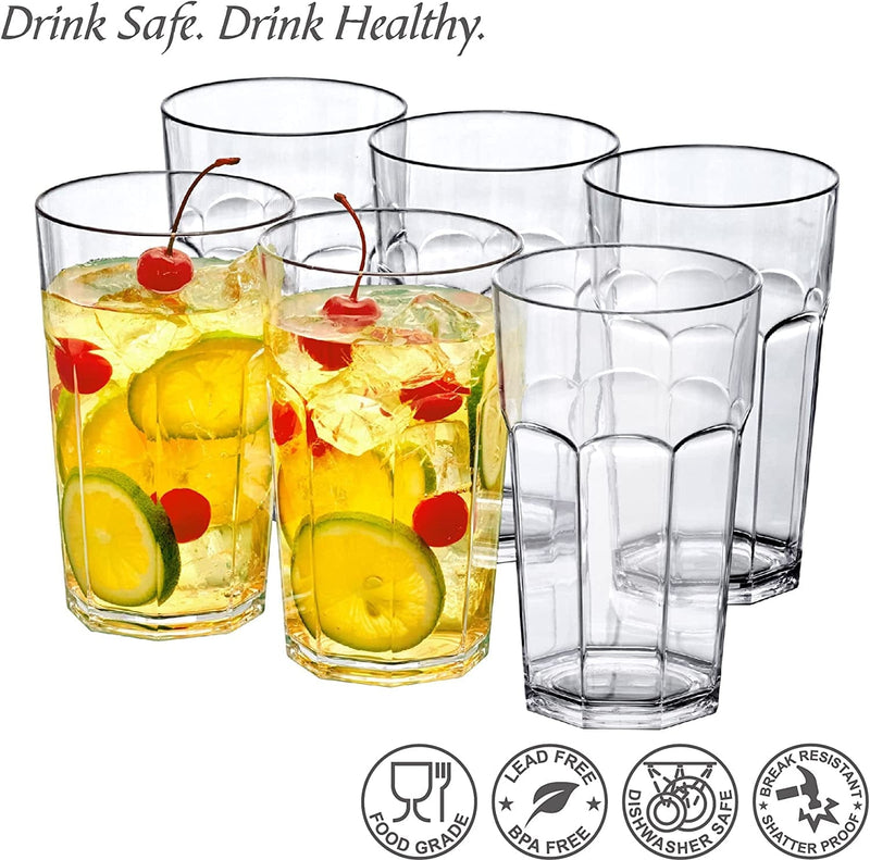 Amazing Abby - Affinity - 20-Ounce Plastic Tumblers (Set of 6), Plastic Drinking Glasses, All-Clear High-Balls, Reusable Plastic Cups, Stackable, Bpa-Free, Shatter-Proof, Dishwasher-Safe Home & Garden > Kitchen & Dining > Tableware > Drinkware Amazing Abby   