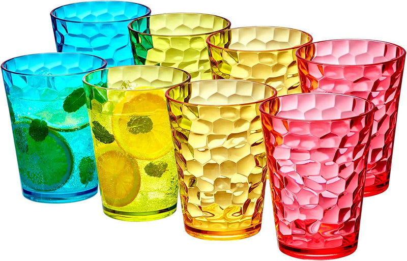 Amazing Abby - Iceberg - 16-Ounce Plastic Tumblers (Set of 8), Plastic Drinking Glasses, Mixed-Color High-Balls, Reusable Plastic Cups, Stackable, Bpa-Free, Shatter-Proof, Dishwasher-Safe Home & Garden > Kitchen & Dining > Tableware > Drinkware Amazing Abby Mixed-Color  